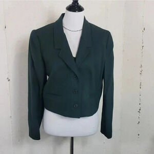 Vintage Century Boston 10 wool green cropped blazer‎ Career Office Business